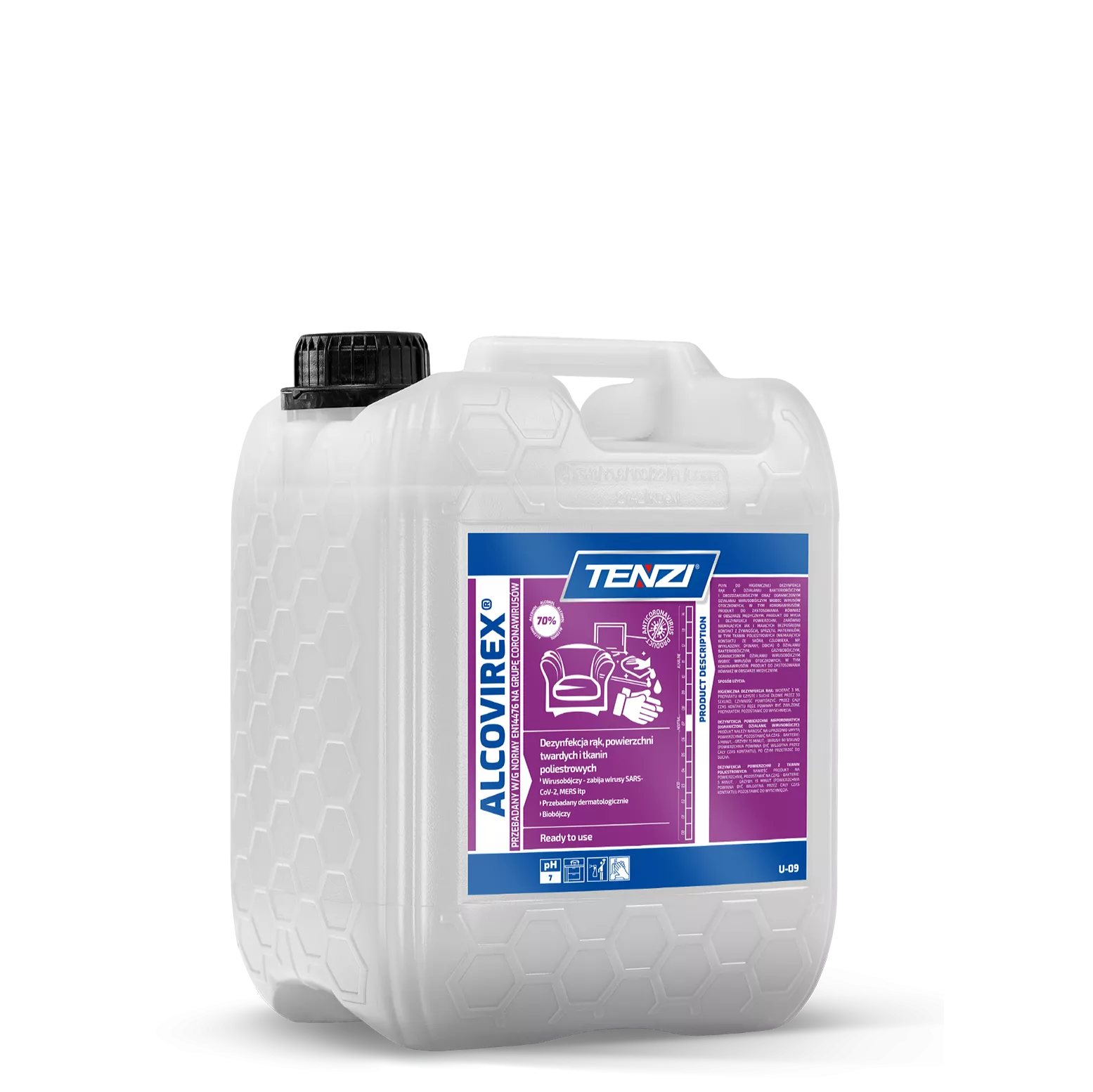 alcovirex-5l-2 TENZI ALCOViREX - Oppervlaktedesinfectie - Antiviraal en antibacterieel - 5L - Afbeelding 1