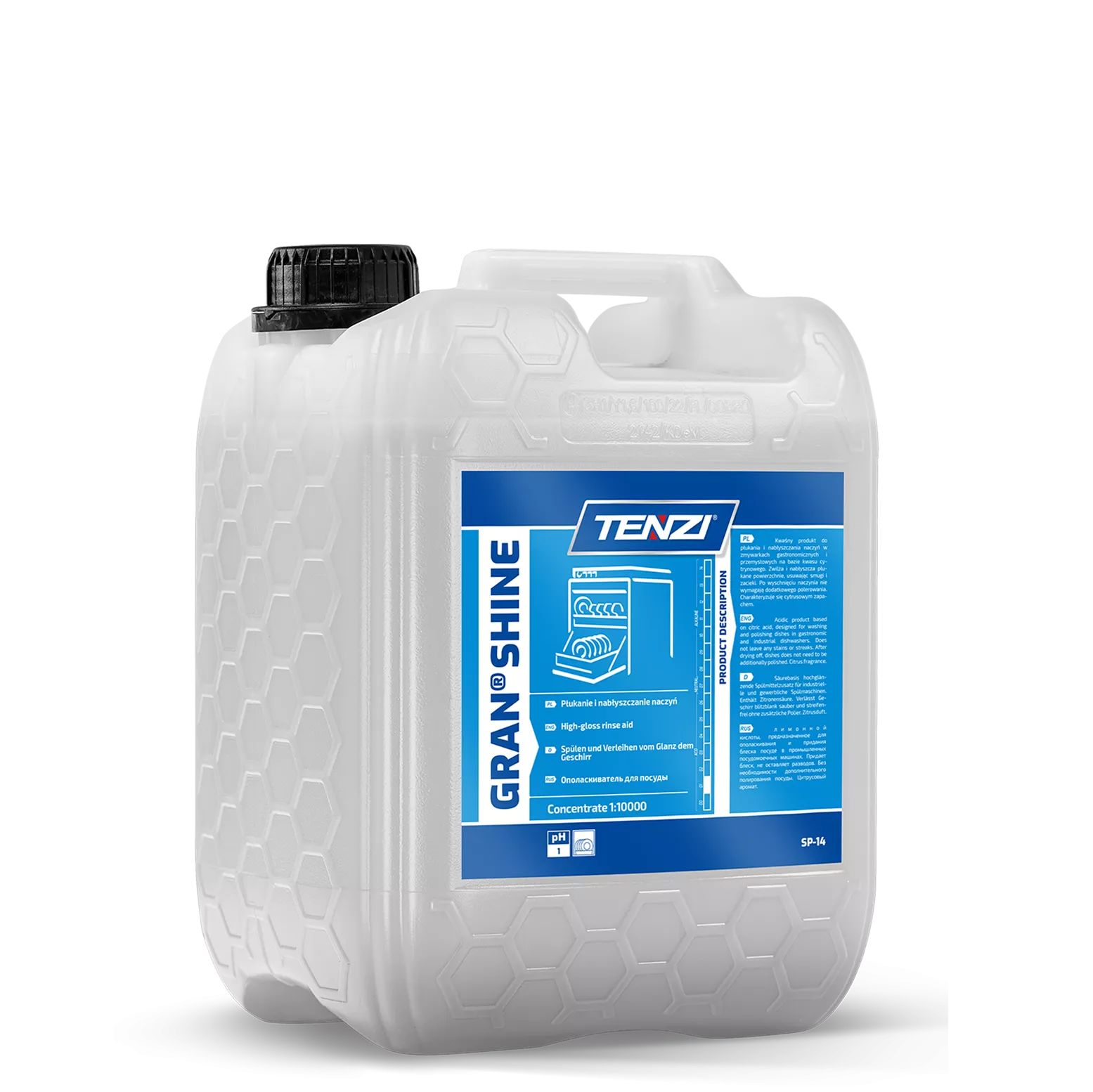 gran-shine-10l TENZI Gran Shine - Glansspoelmiddel voor vaatwassers - Zeer geconcentreerde vloeistof - 10L - Afbeelding 1