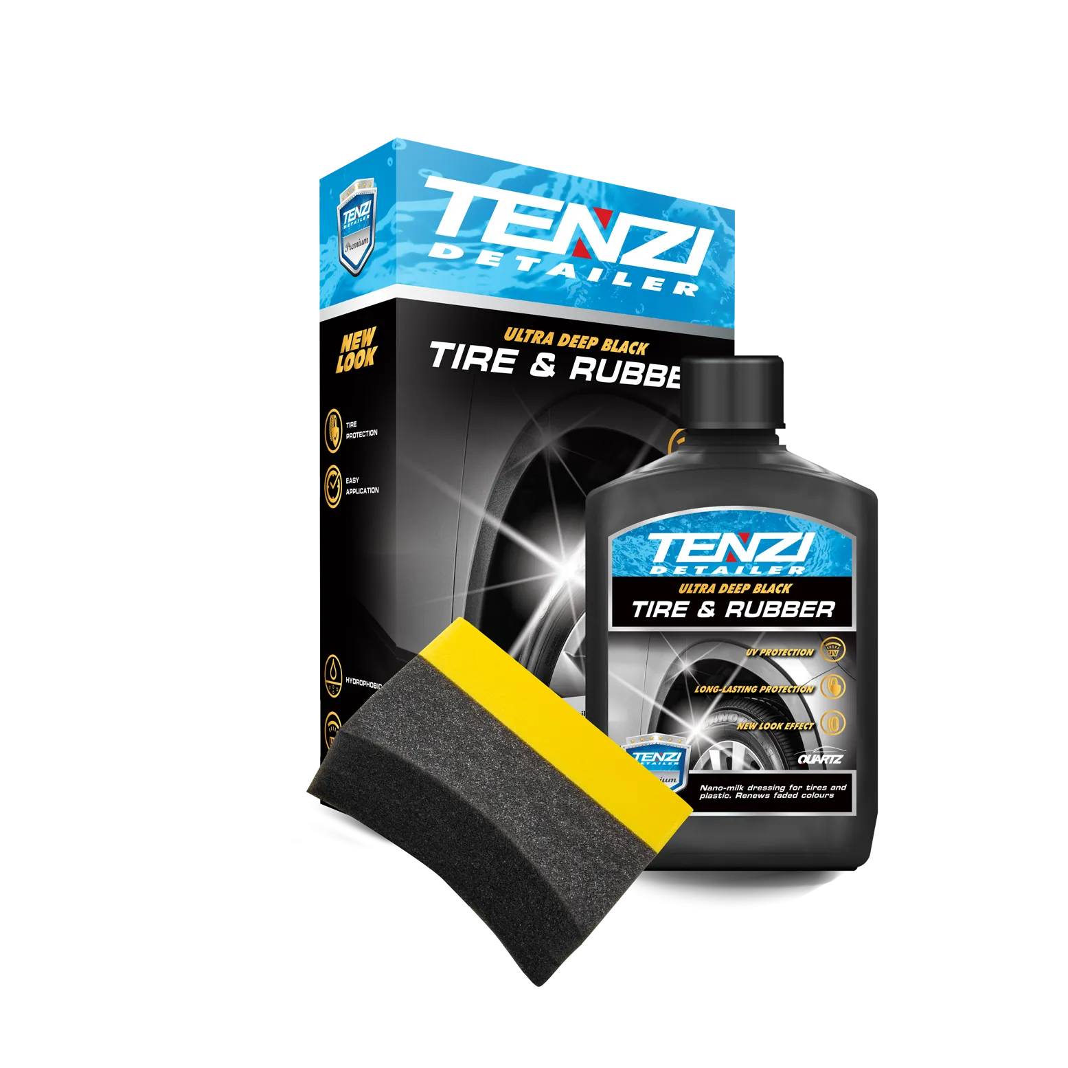 tire-rubber-03l-2 TENZI Detailer BAND & PLASTIC - Verzorgingsmelk voor banden en kunststof - 0,3L - Afbeelding 1